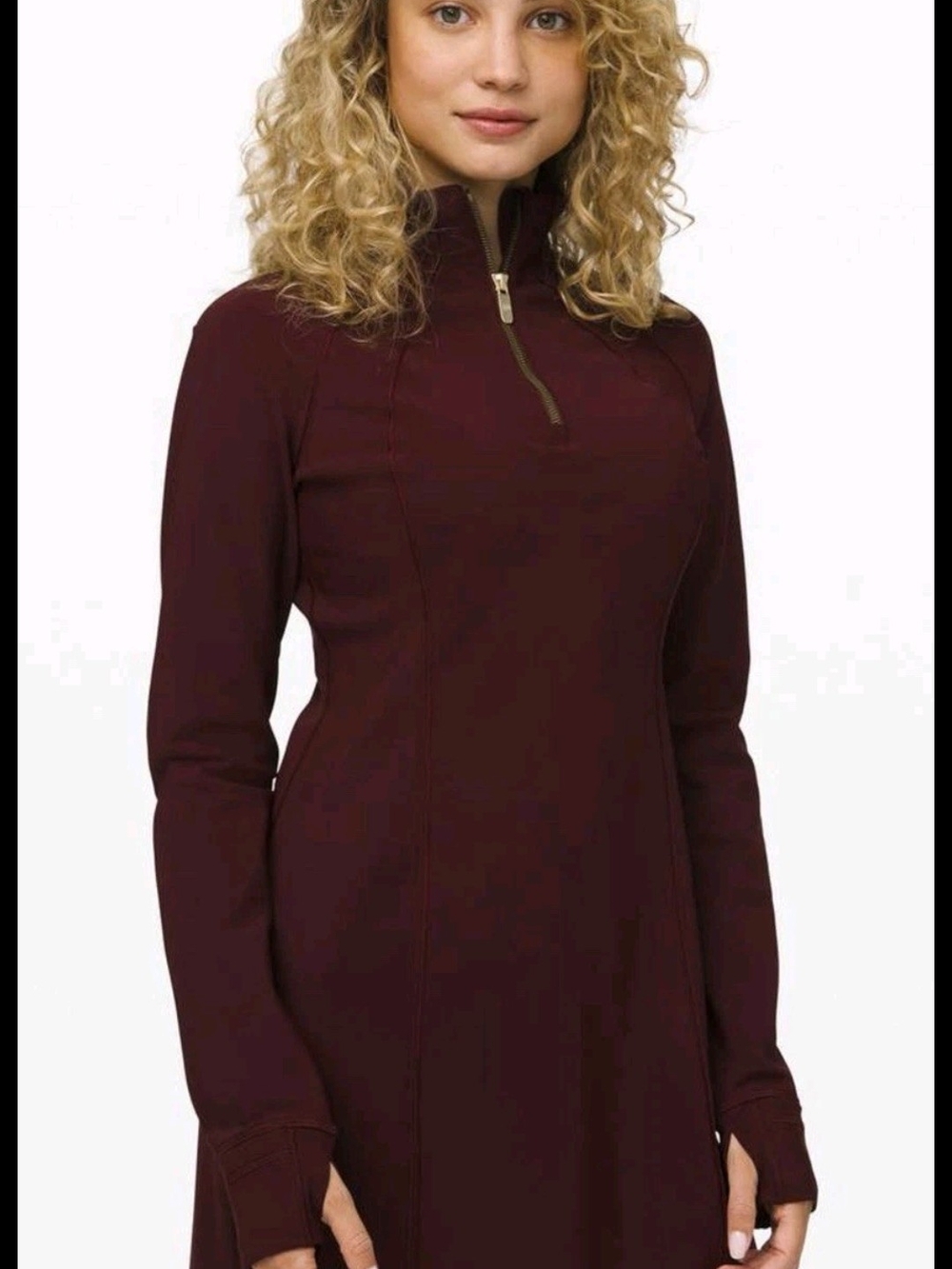 Quarter-Zip Long Sleeve Lululemon  Dress NWT BURGANDY COLOR